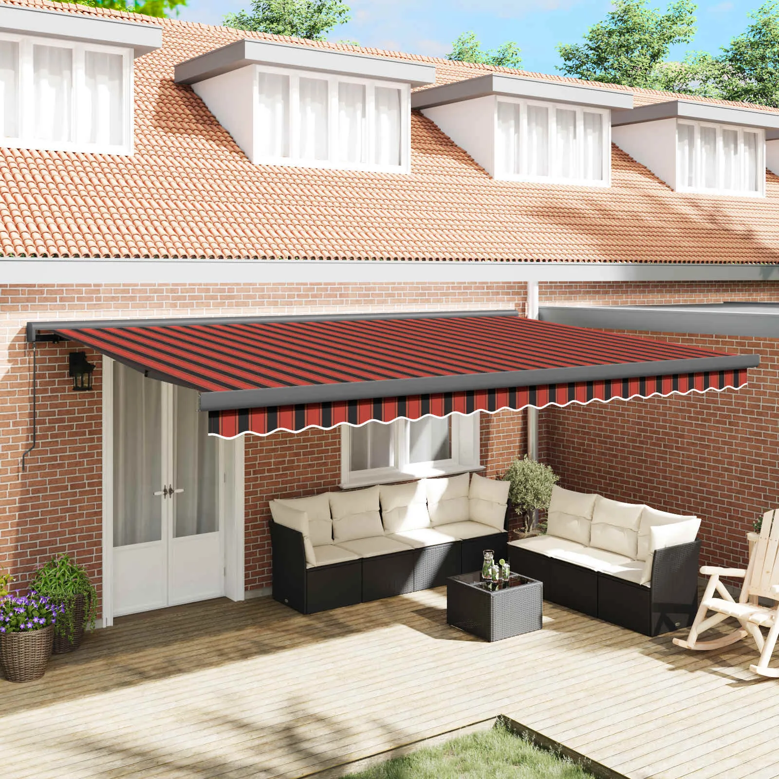 vidaXL Povlačivi tende Crvena i Crna 500 × 300 cm Platno i Aluminij - Venlo