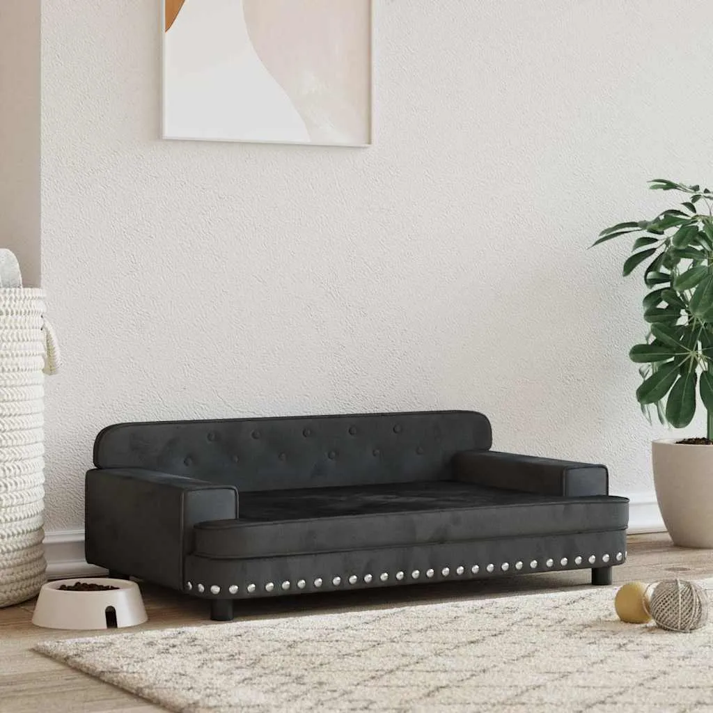 vidaxl krevet za pse crna 90 x 53 x 30 cm baršunasti - slika 1