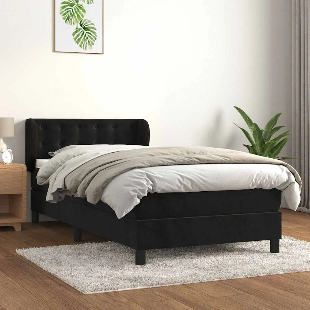 vidaxl box spring krevet s madracem crni 80 x 200 cm baršunasti - slika 1