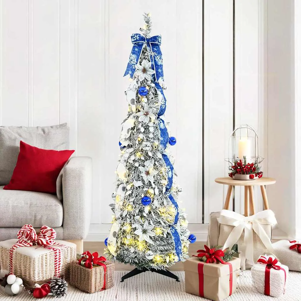 vidaxl umjetno božićno drvce bijela 150 cm pvc - slika 1