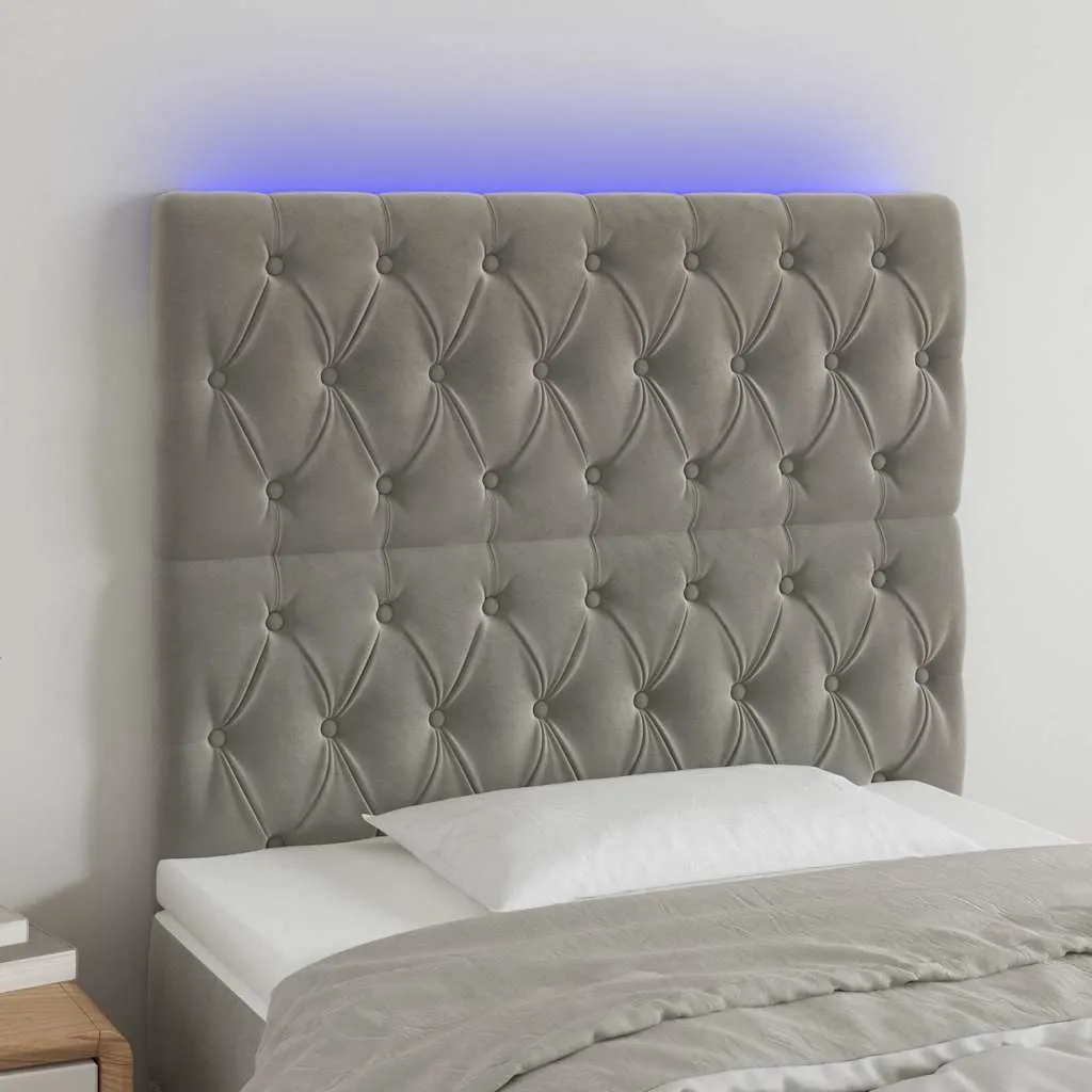 vidaXL LED uzglavlje svjetlosivo 90x7x118/128 cm baršunasto - Venlo
