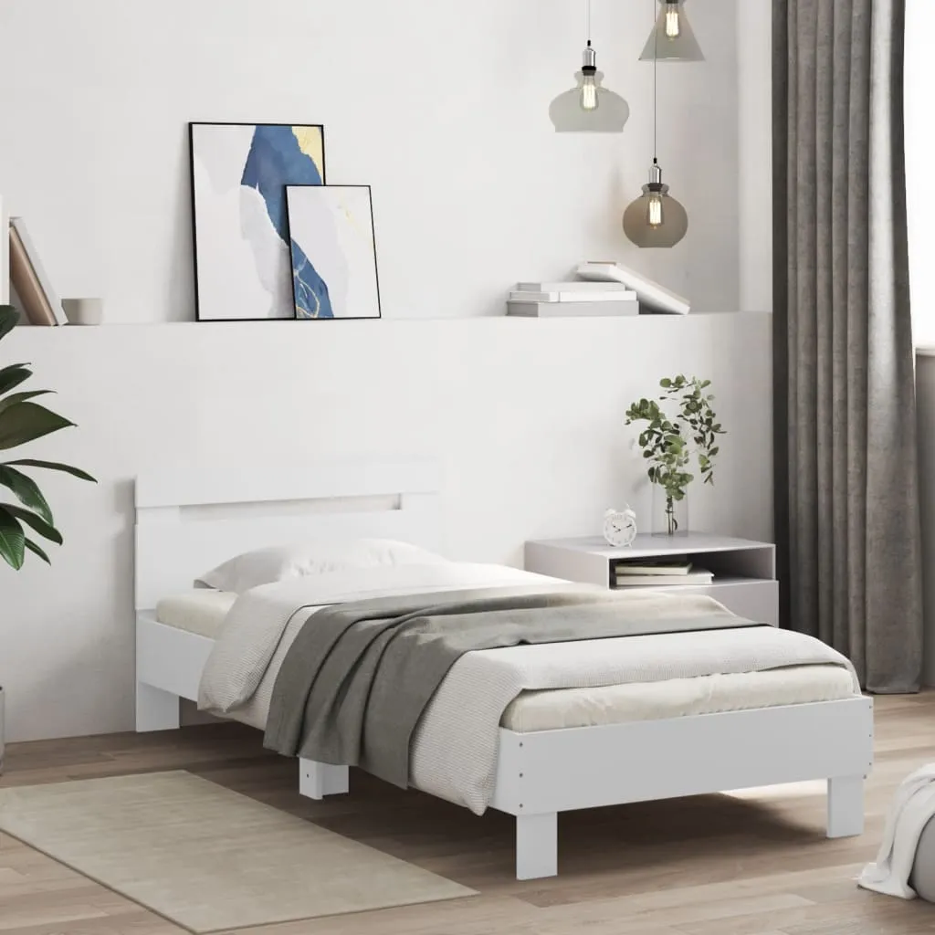 vidaXL Okvir za krevet s uzglavljem bijeli 75x190 cm konstruirano drvo - Venlo