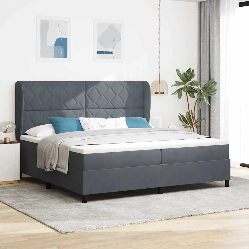 vidaXL Krevet s opruga kutije Tamno siva 200 x 200 cm Baršun - Venlo