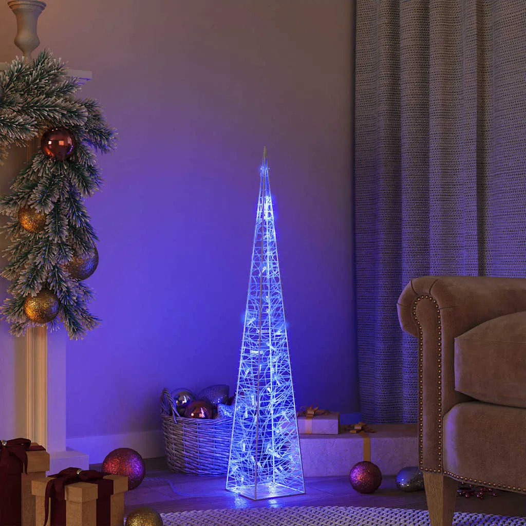 vidaxl akrilni ukrasni stožac s led svjetlima plavi 90 cm - slika 1