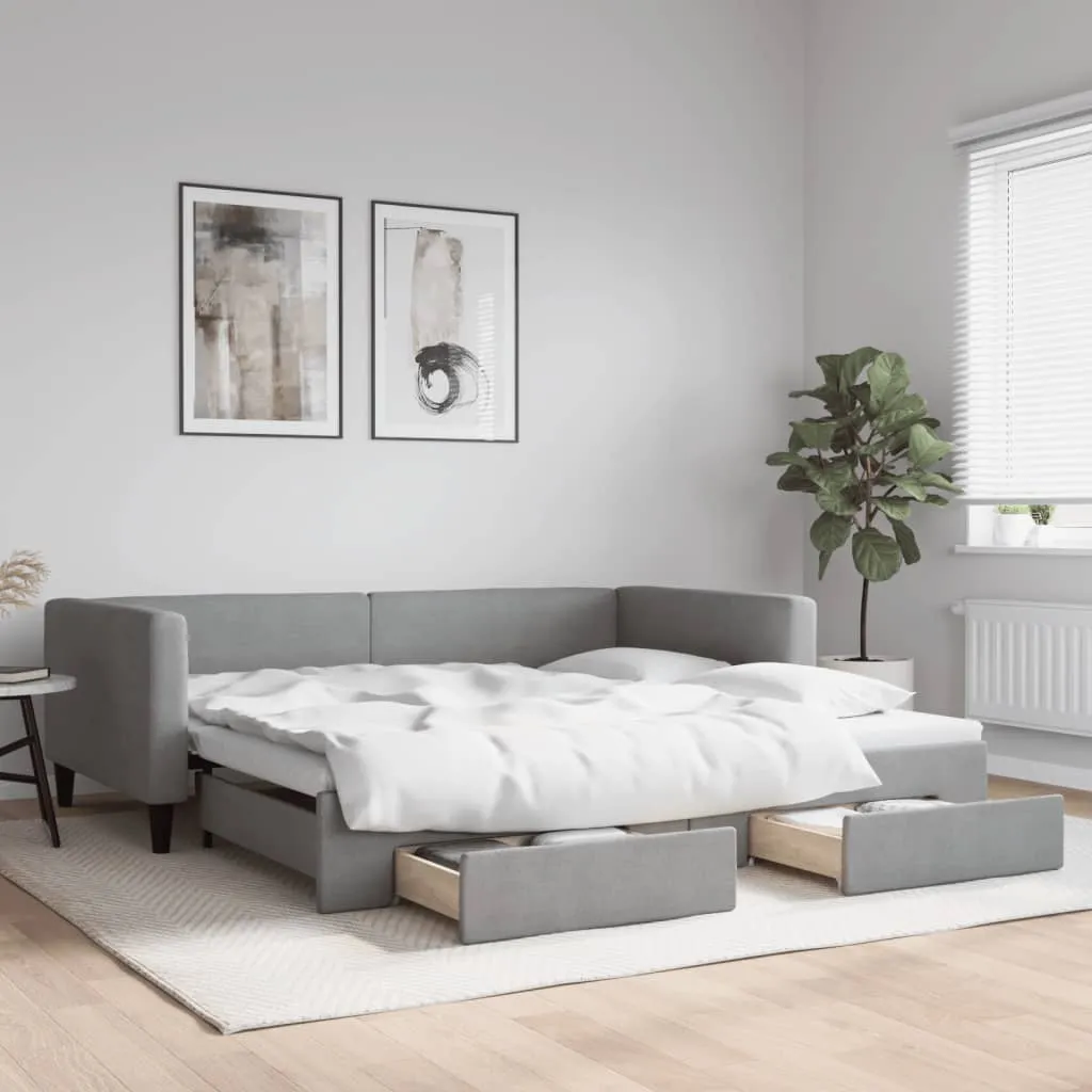 vidaXL Dnevni krevet na razvlačenje svjetlosivi 100x200 cm od tkanine - Venlo