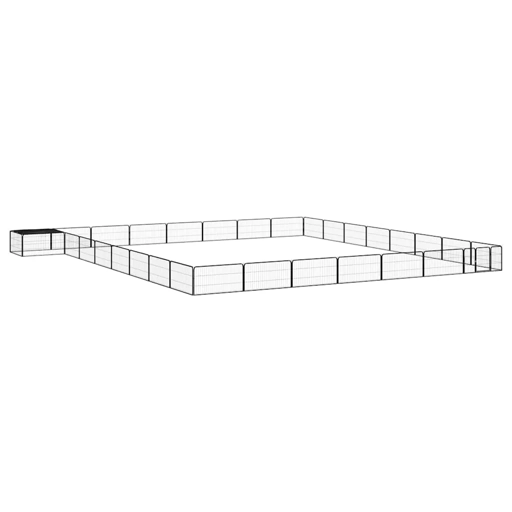 vidaxl ograda za pse s 32 panela crna 100 x 50 cm čelik obložen prahom - slika 1
