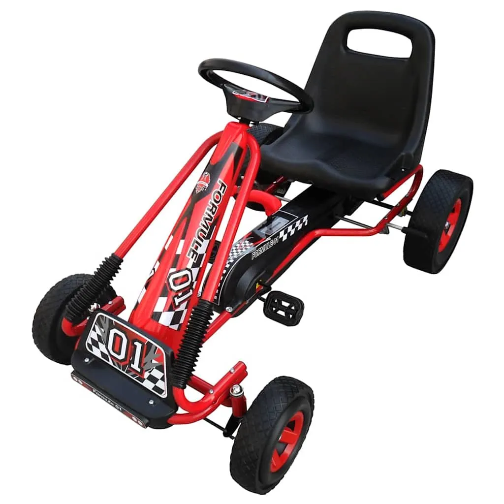 vidaxl crveni go kart s podesivim sjedalom pedalama - slika 1