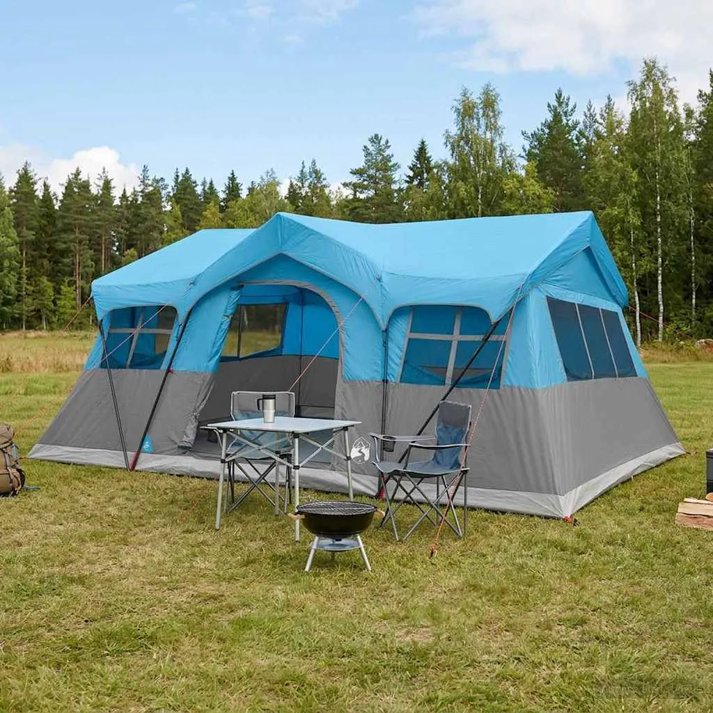 vidaxl obiteljski šator 487 x 340 x 216 cm plava poliester i čelik - slika 1