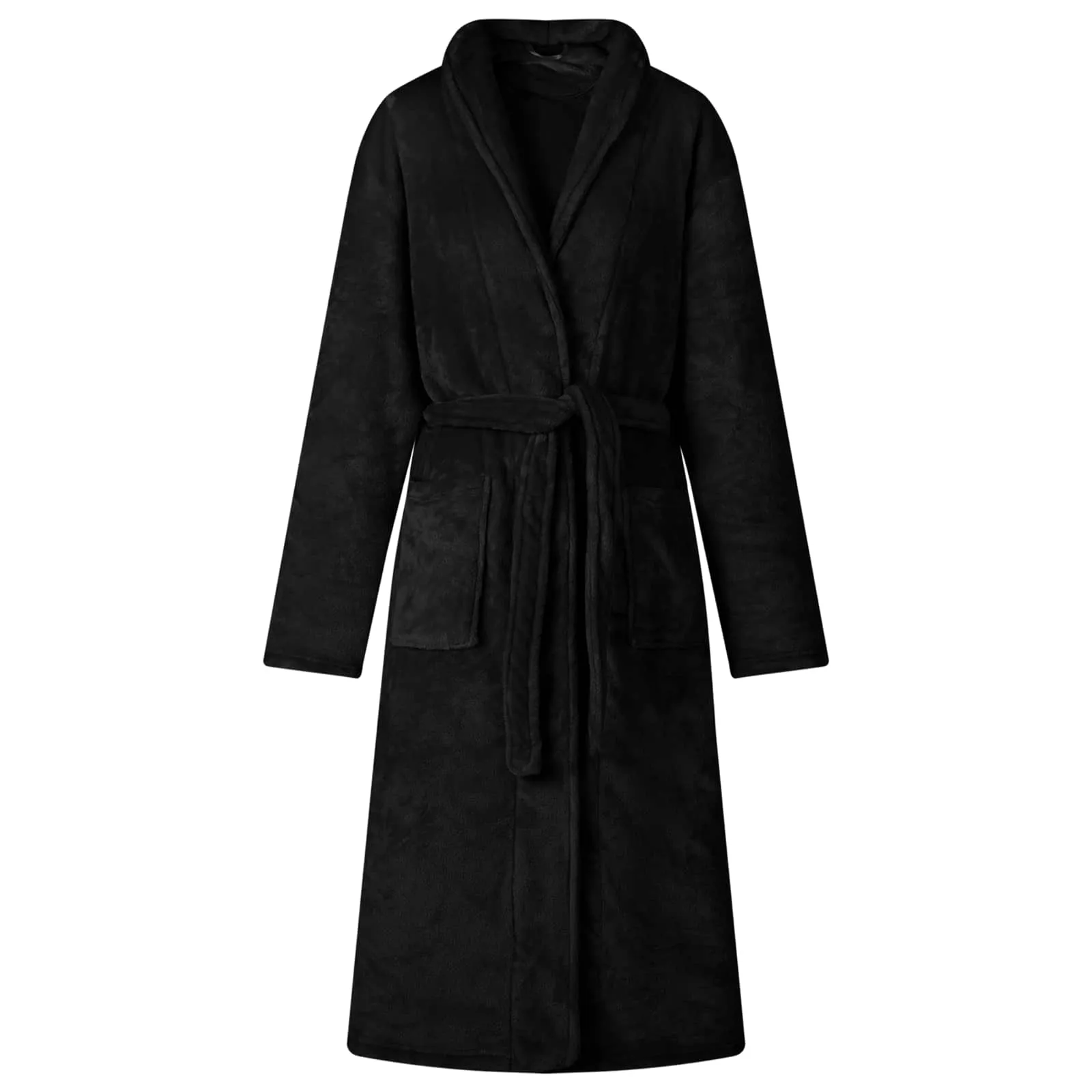 vidaxl bade mantil bez kapuljače crna xl flanel - slika 1