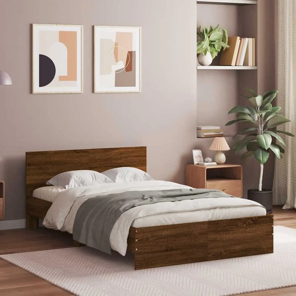 vidaXL Okvir kreveta s uzglavljem boja hrasta 120x190 cm - Venlo