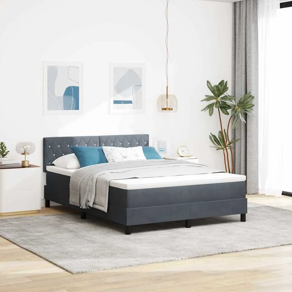 vidaXL Krevet s opruga kutije Tamno siva 140 x 190 cm Baršun - Venlo