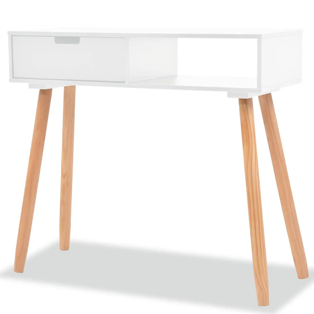vidaXL Konzolni Stol od Masivne Borovine 80x30x72 cm Bijeli - Venlo