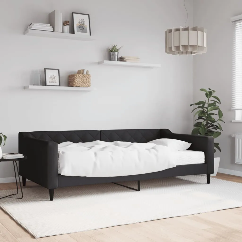 vidaXL Dnevni krevet s madracem crni 100 x 200 cm od tkanine - Venlo