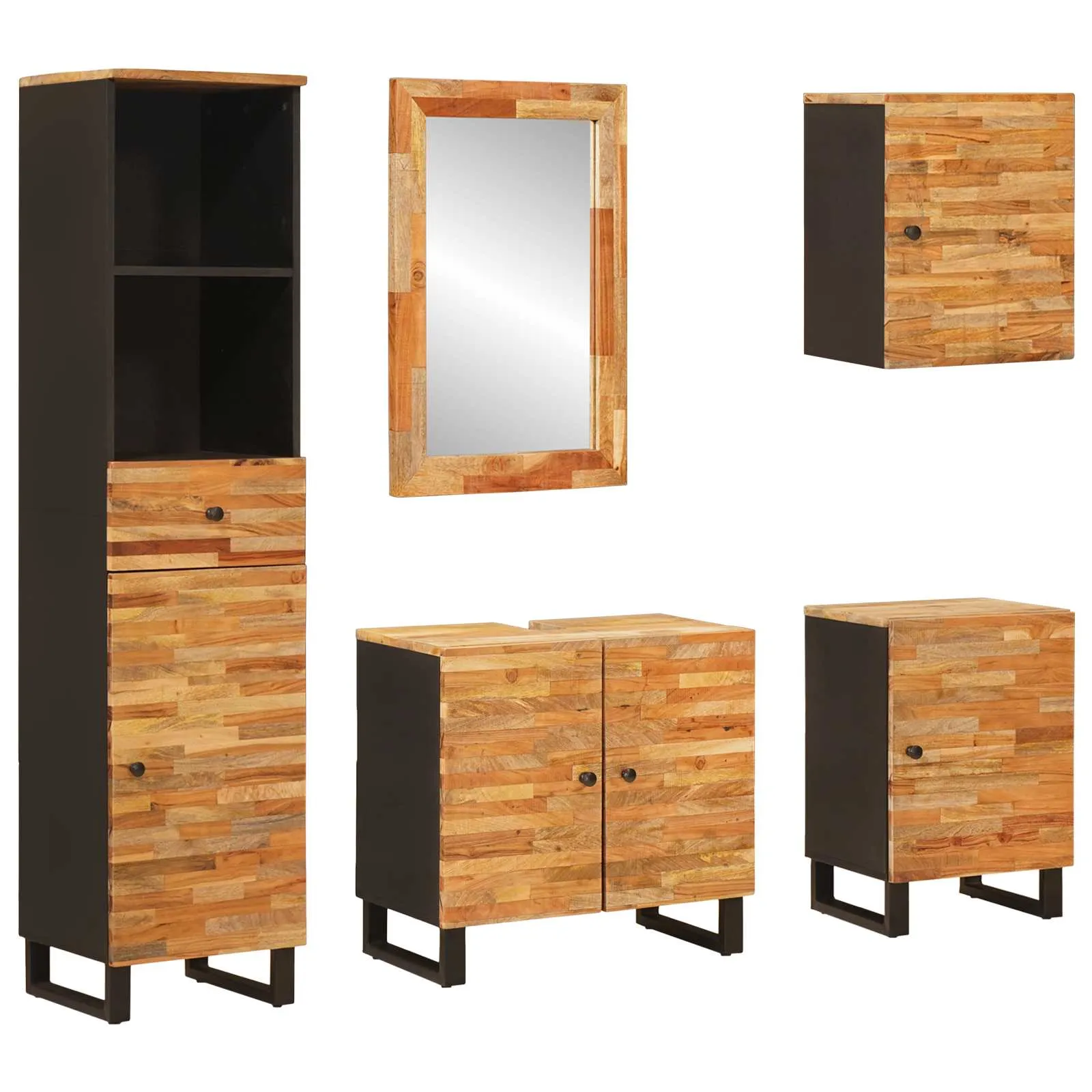 vidaXL Setovi za kupaonicu 5 kom. Prirodna 38 x 33 x 160 cm - Venlo