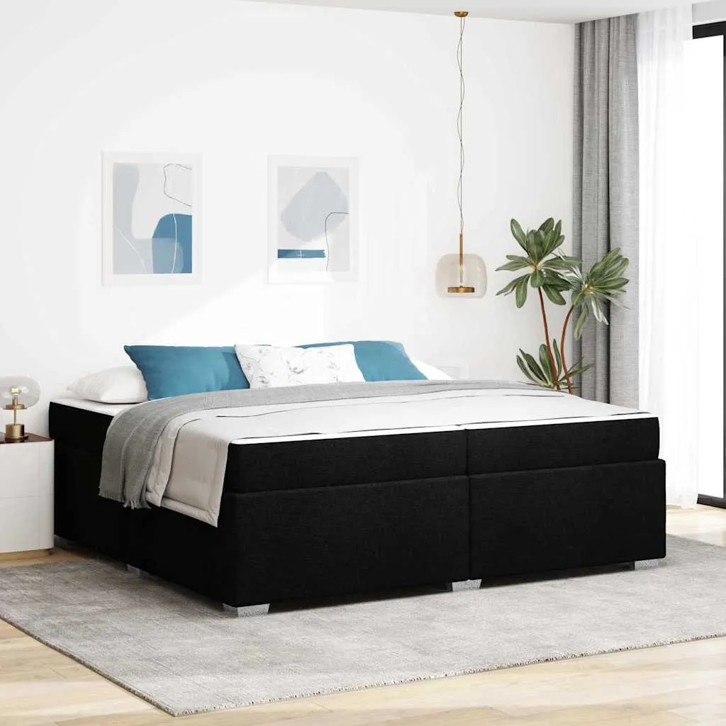 vidaXL Krevetna konstrukcija s madracem Crna 200 x 200 cm tkanina - Venlo