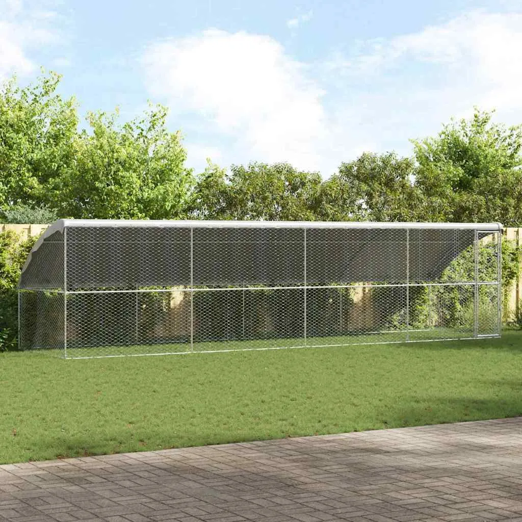 vidaXL Kućica za pse 4 kom. Srebrno 8 x 2 x 2 m Pocinčani čelik - Venlo