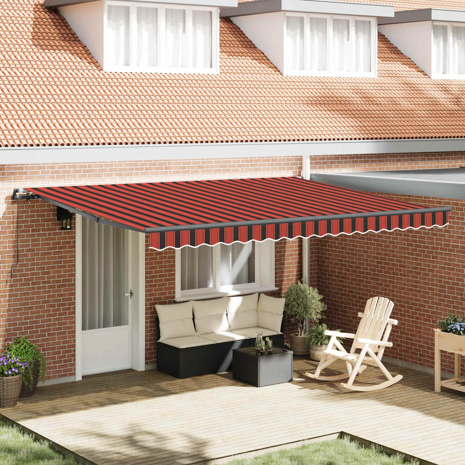 vidaXL Povlačivi tende narančasta i smeđa 450 × 350 cm - Venlo