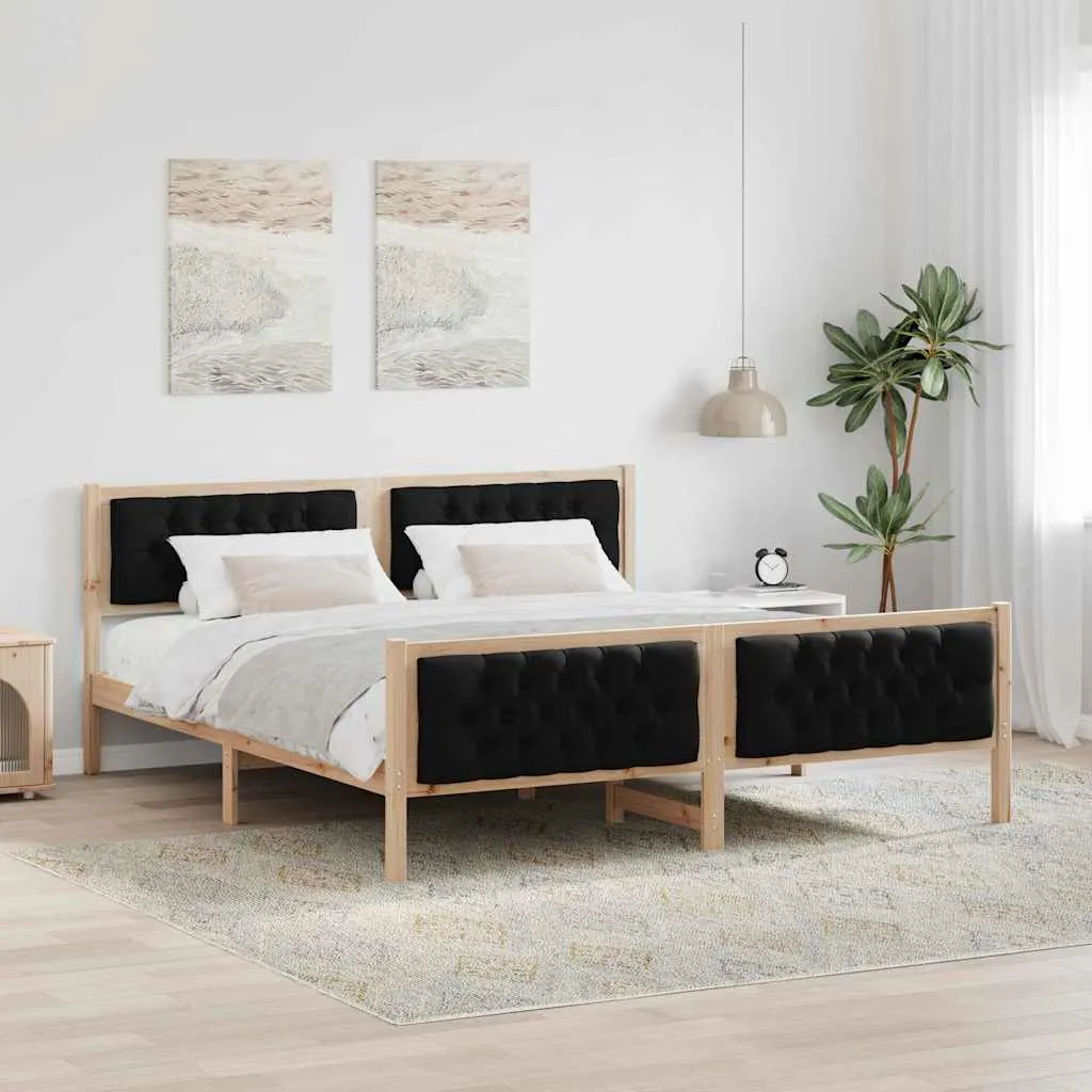 vidaXL Krevetna konstrukcija Crna 180 x 200 cm Čvrsto borovo drvo - Venlo