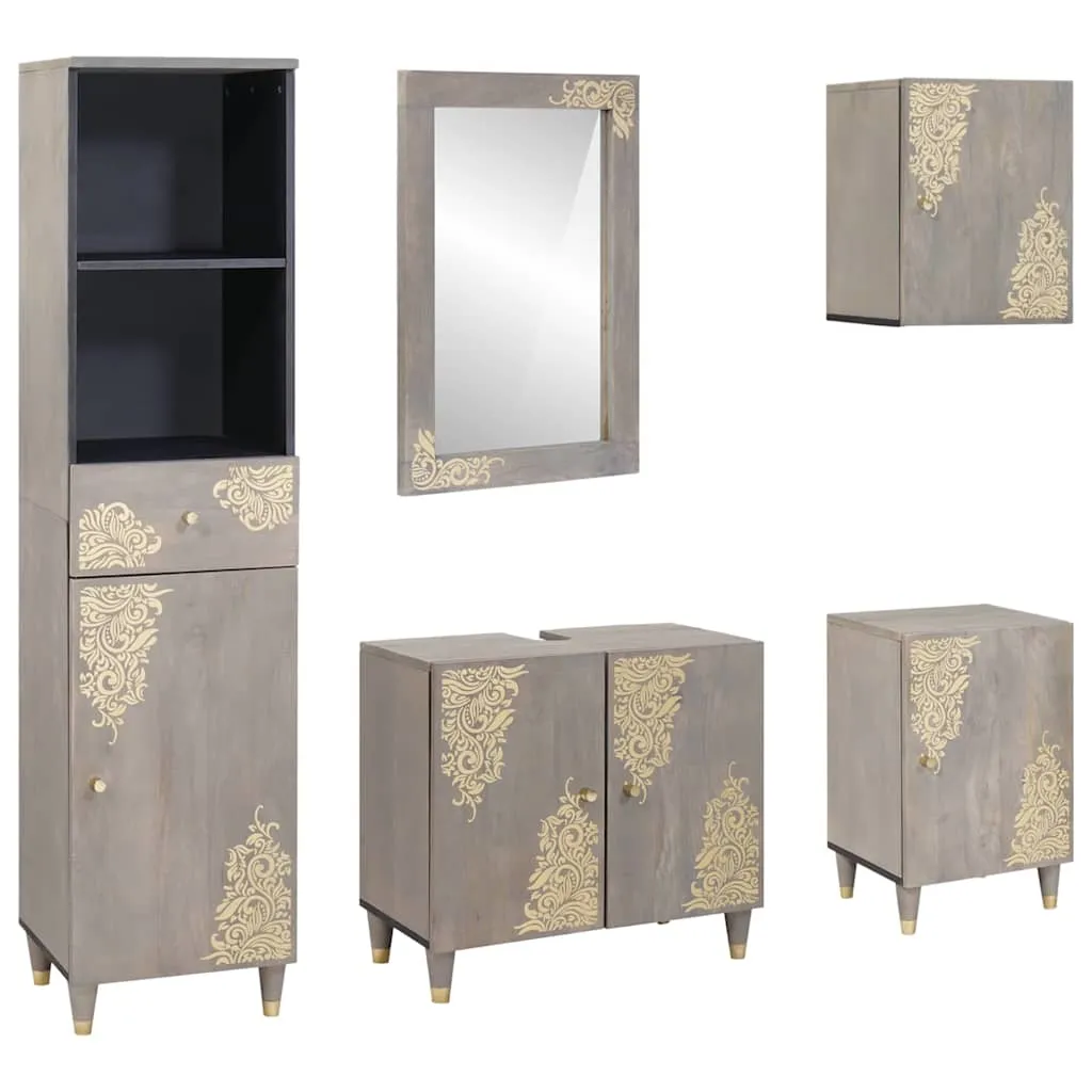 vidaXL Set ormarića za kupaonicu 5 kom. Siva 62 x 33 x 58 cm - Venlo