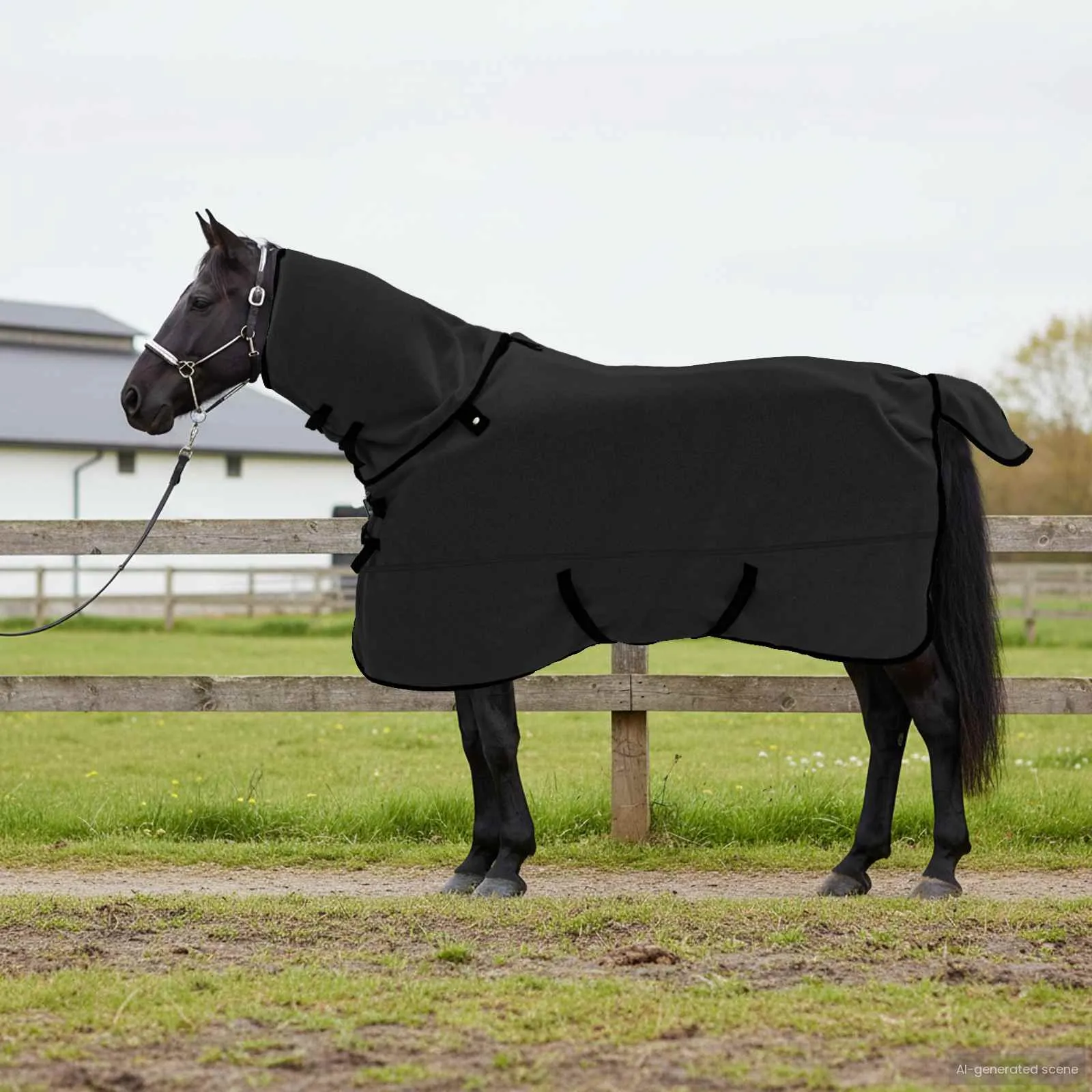 vidaxl pokrivač za konje crna 125 cm poliester fleece - slika 1