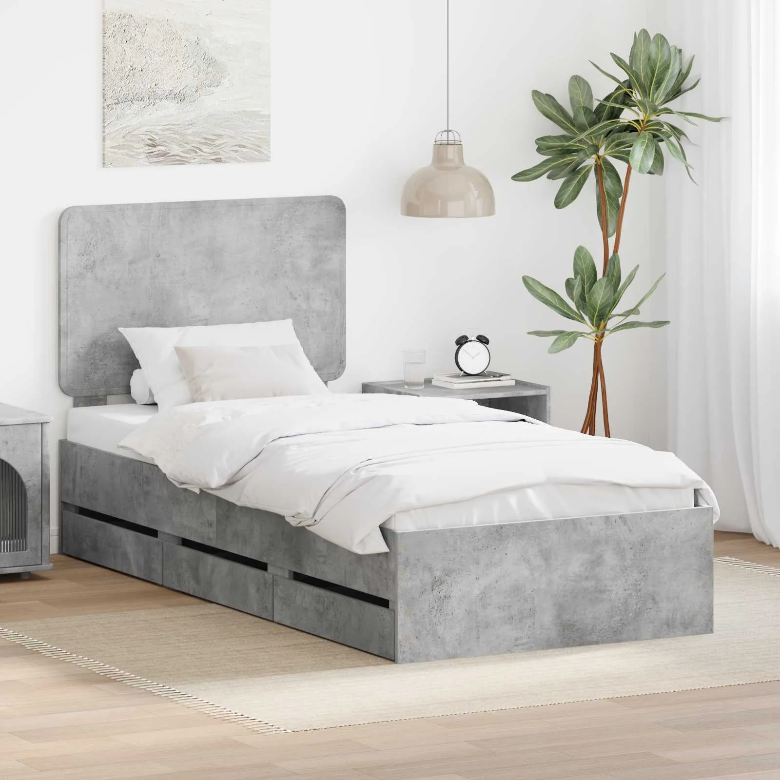 vidaXL Krevetna konstrukcija s ladicama Betonski sivi 90 x 190 cm - Venlo