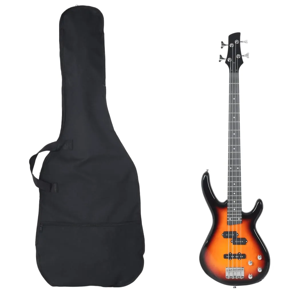 vidaxl električna bas gitara za početnike s torbom smeđe-crna 4/4 46 " - slika 1
