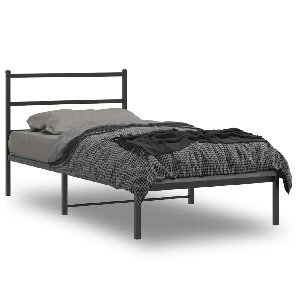 vidaXL Metalni okvir za krevet s uzglavljem crni 107x203 cm - Venlo