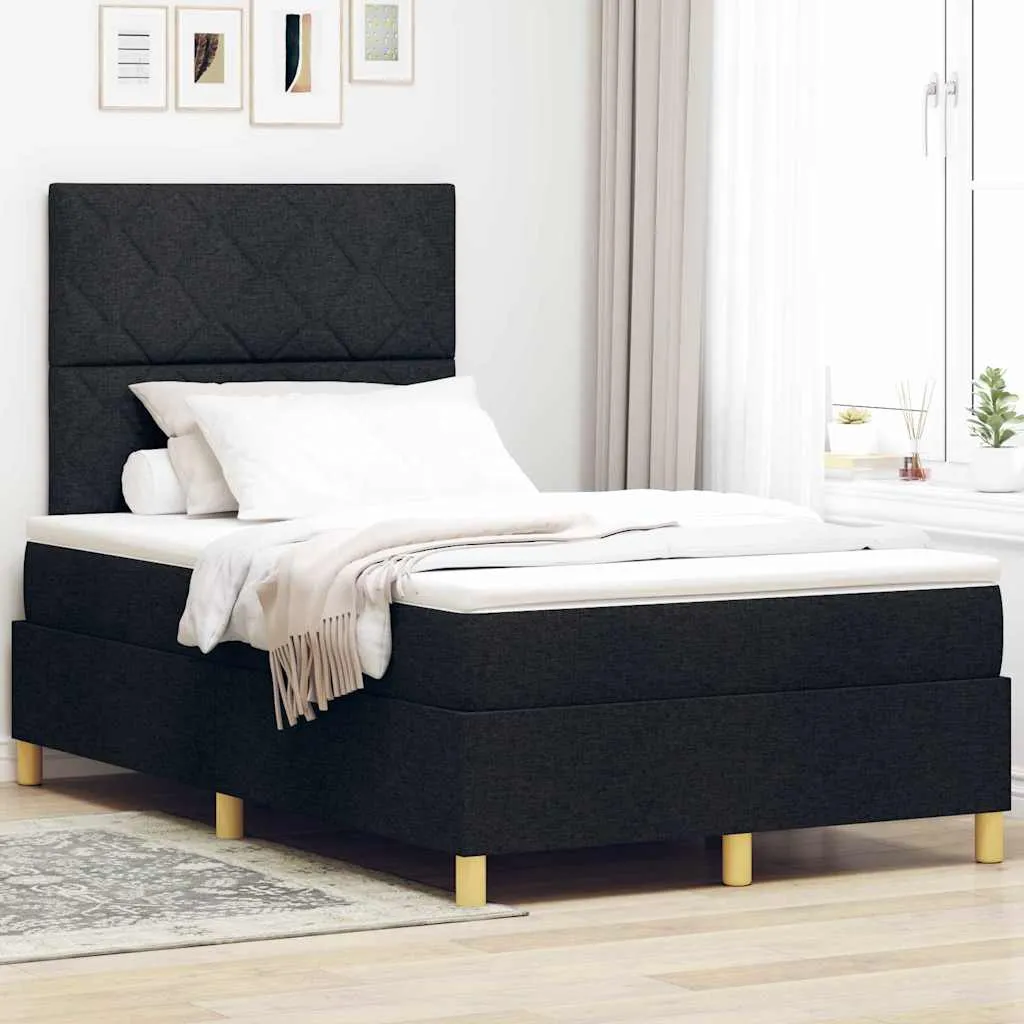 vidaXL Krevet s opruga kutije s uzglavljem Crna 120 x 190 cm tkanina - Venlo
