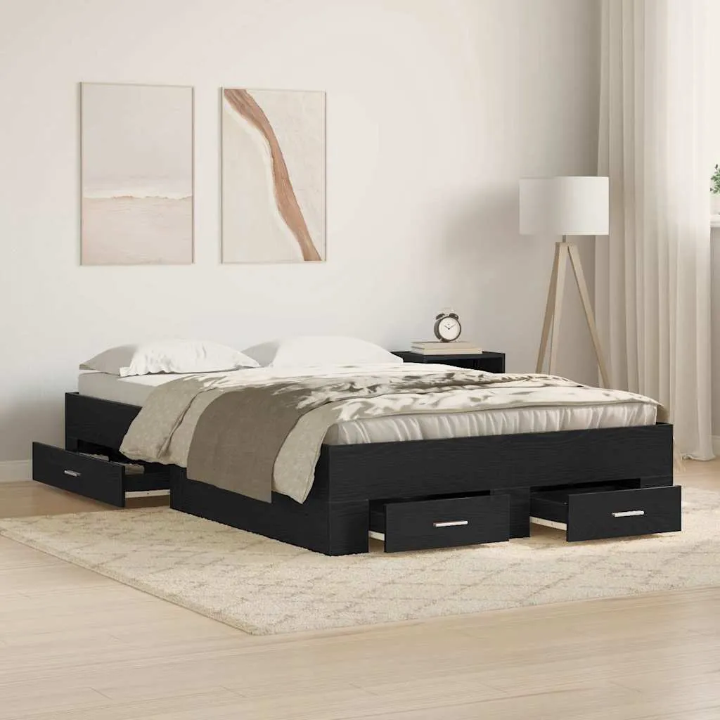vidaXL Krevetna konstrukcija Crni hrast 120 x 190 cm Konstruirano drvo - Venlo