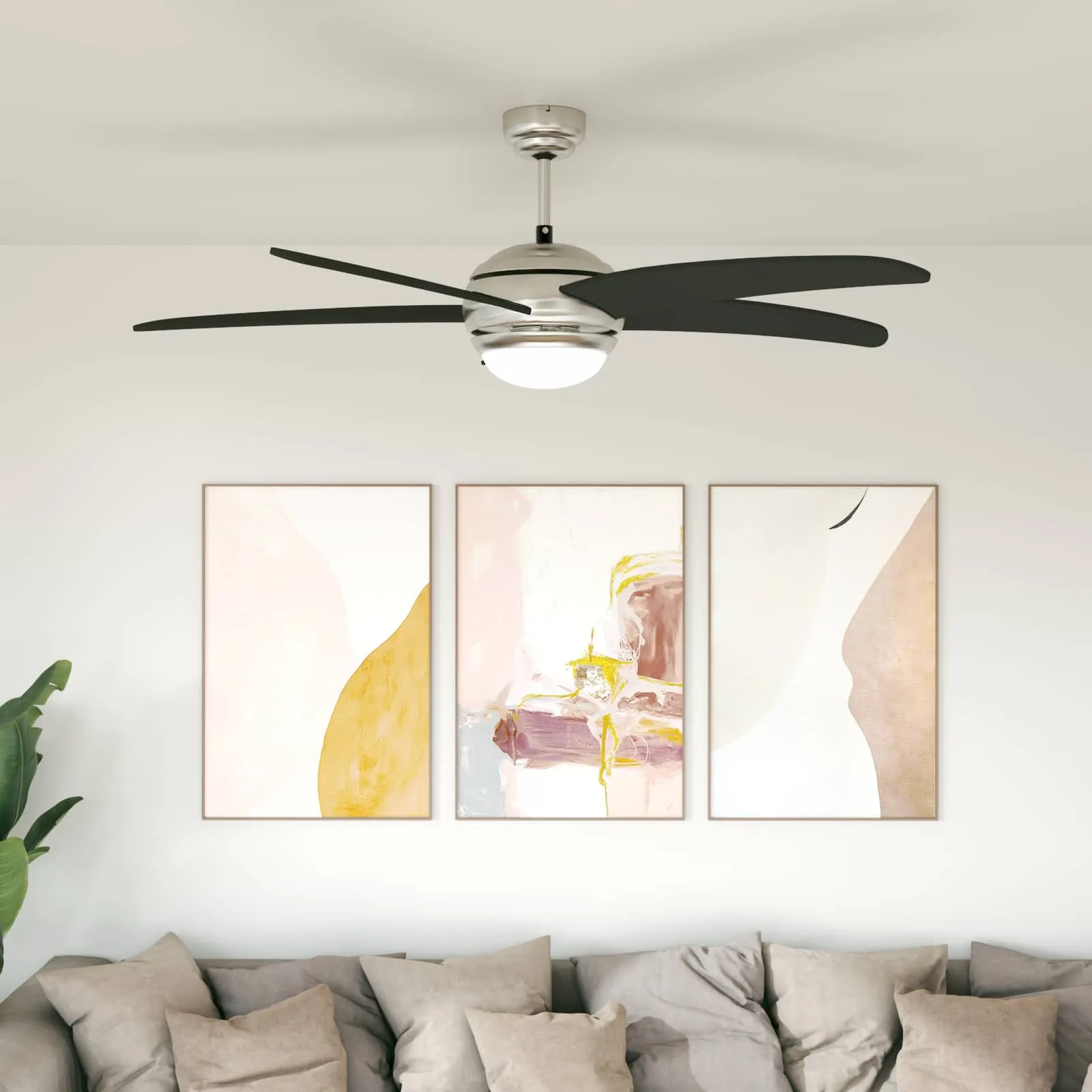 vidaxl ventilator za strop s svjetlom i daljinskim upravljačem crna - slika 1