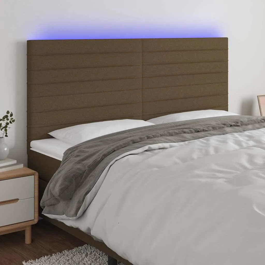 vidaXL LED uzglavlje tamnosmeđe 180x5x118/128 cm od tkanine - Venlo