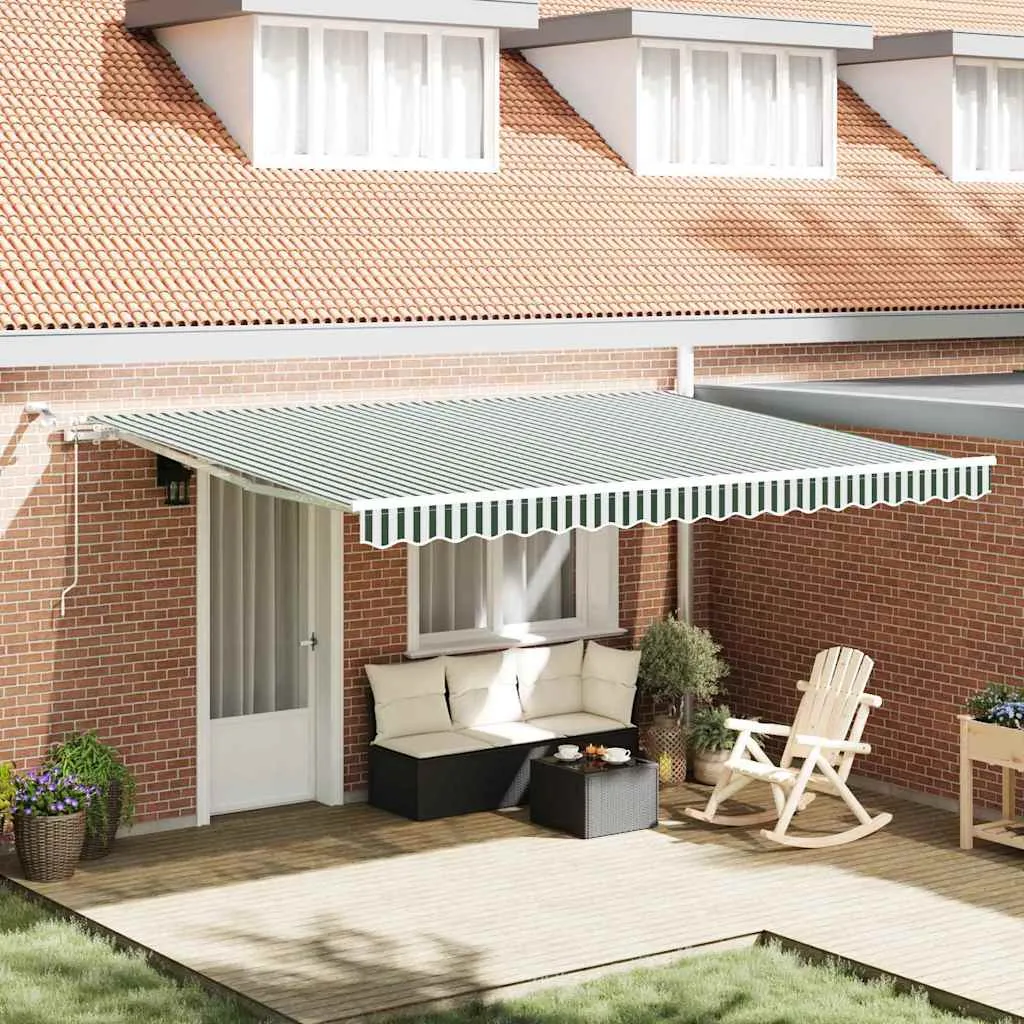 vidaXL Povlačivi tende Zelena i bijela 450 × 300 cm Poliester - Venlo