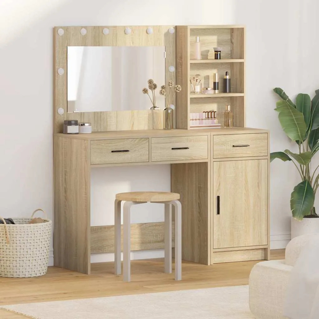 vidaXL Toaletni stol 2 kom. Smeđa 78,5 x 41 x 135 cm Konstruirano drvo - Venlo