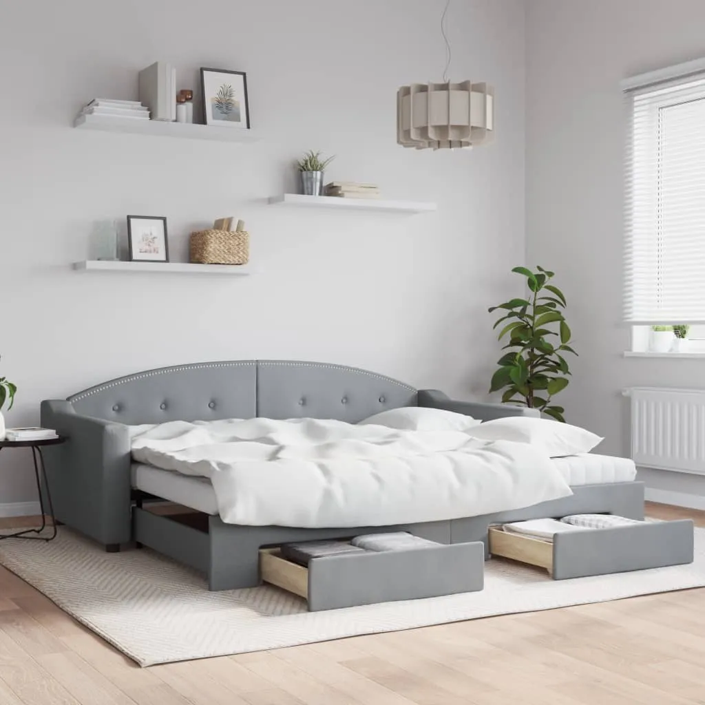 vidaXL Dnevni krevet na razvlačenje svjetlosivi 90 x 200 cm od tkanine - Venlo