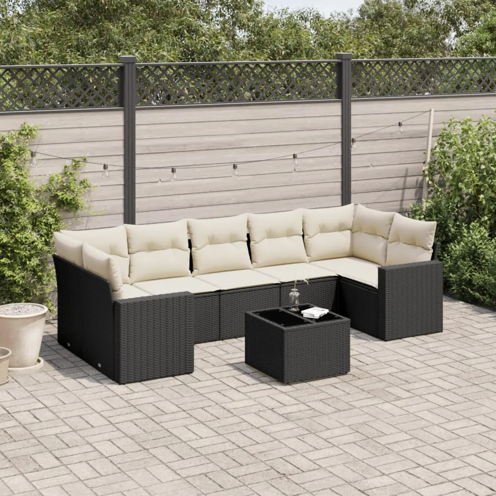 vidaXL 8-dijelni set vrtnih sofa od poliratana s jastucima crni - Venlo