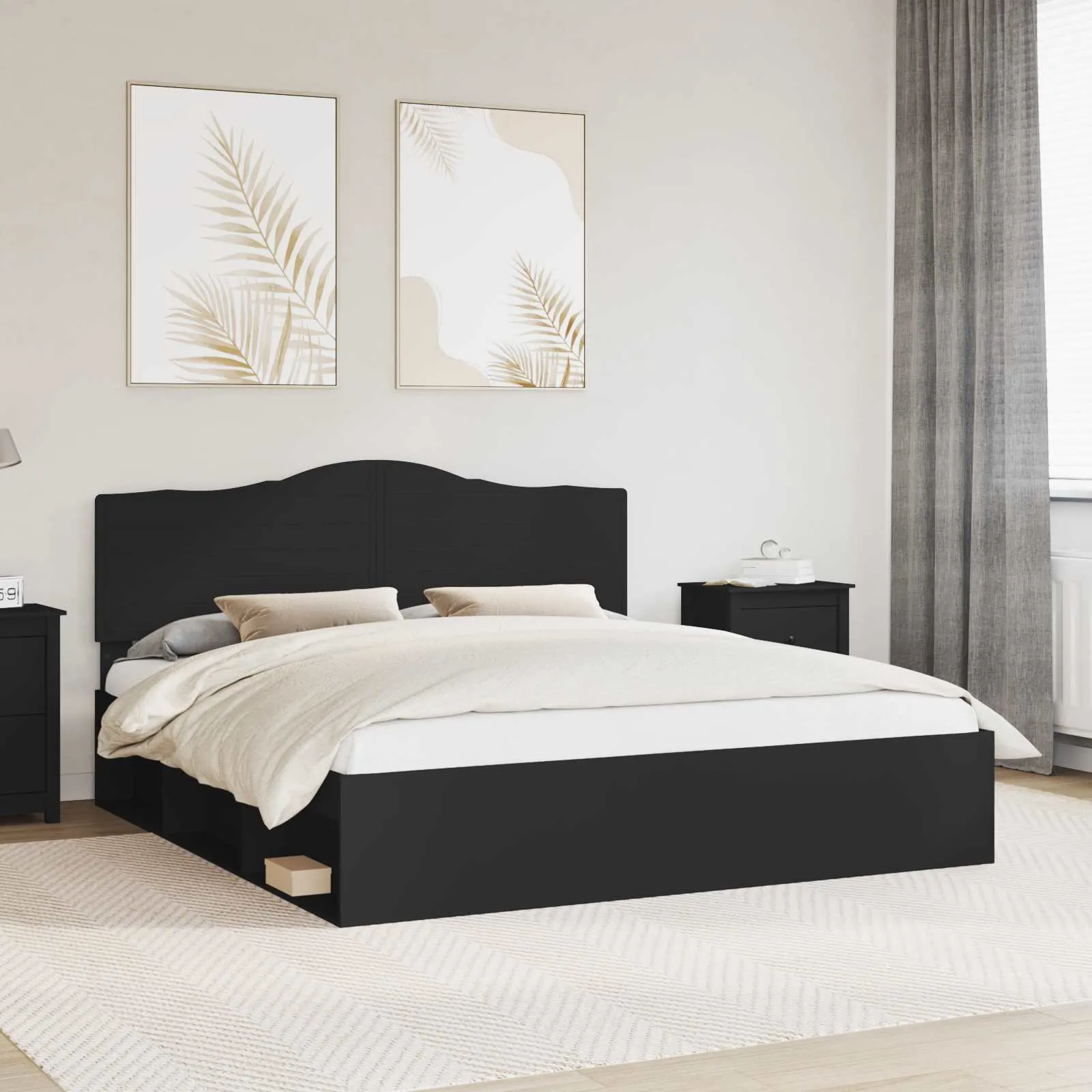 vidaXL Krevetna konstrukcija Crna 180 x 200 cm Čvrsto borovo drvo - Venlo