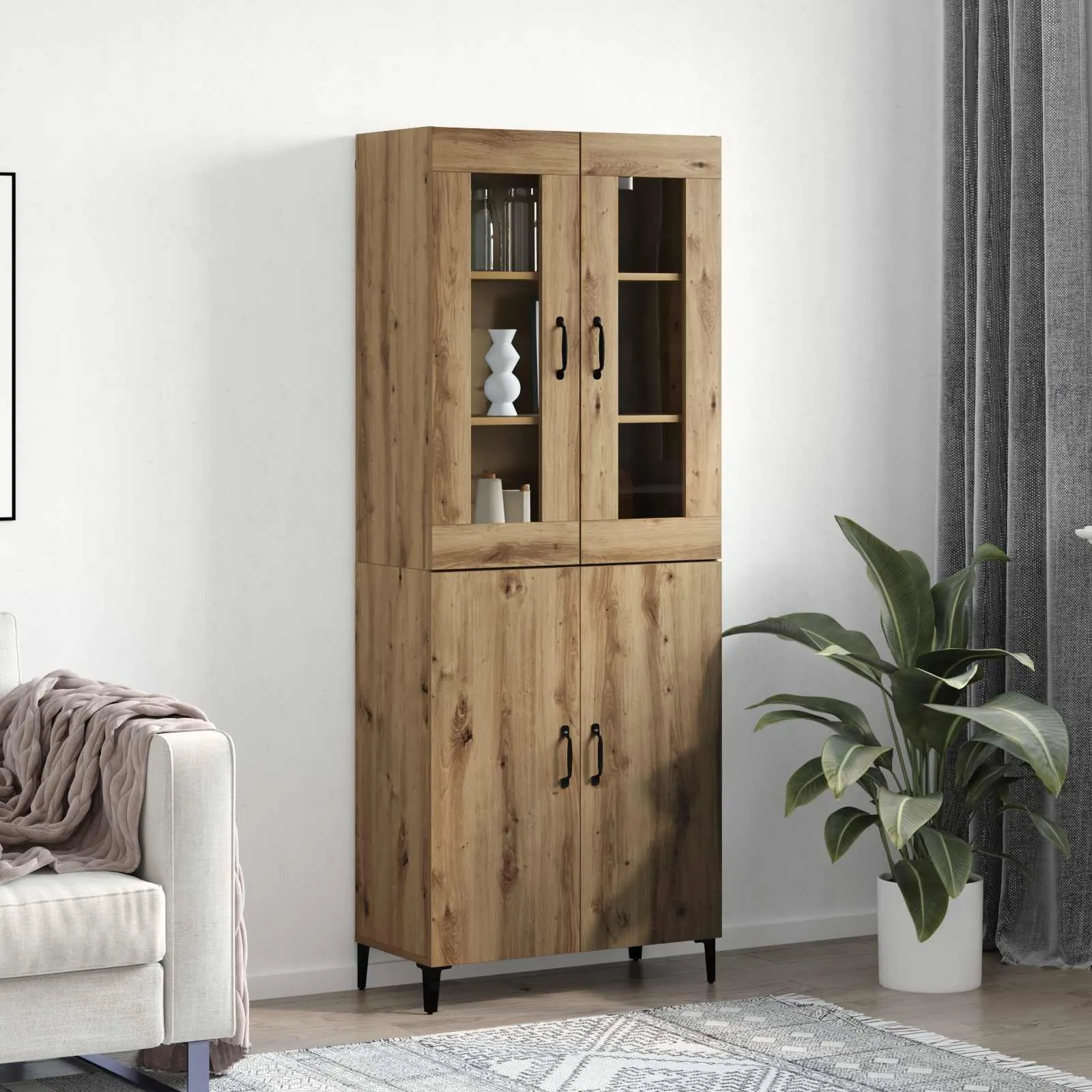 vidaXL Highboard 2 kom. Umjetnički hrast 69,5 x 34 x 180 cm - Venlo