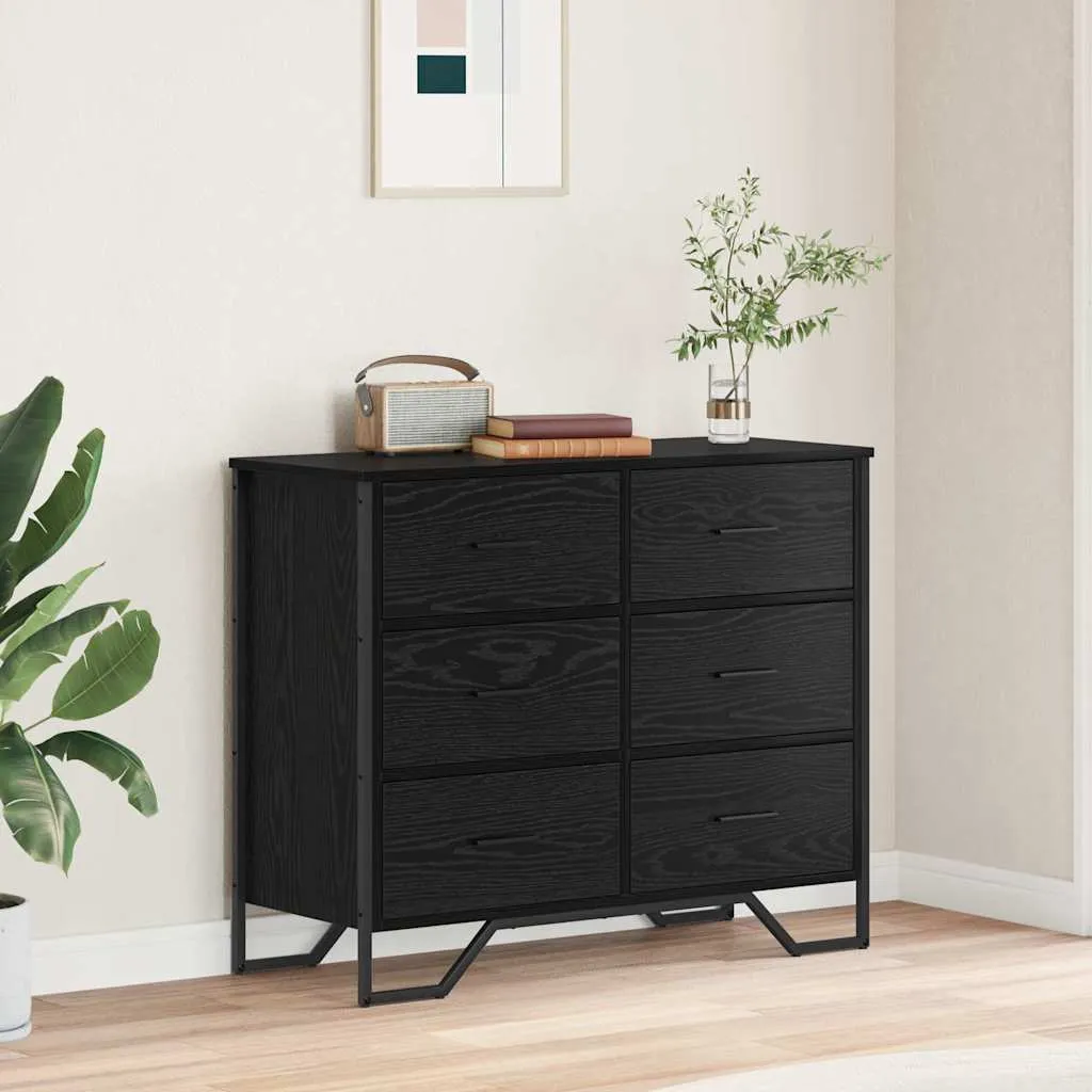 vidaXL Komoda 6-Ladica Crni hrast 91 x 35,5 x 74,5 cm - Venlo