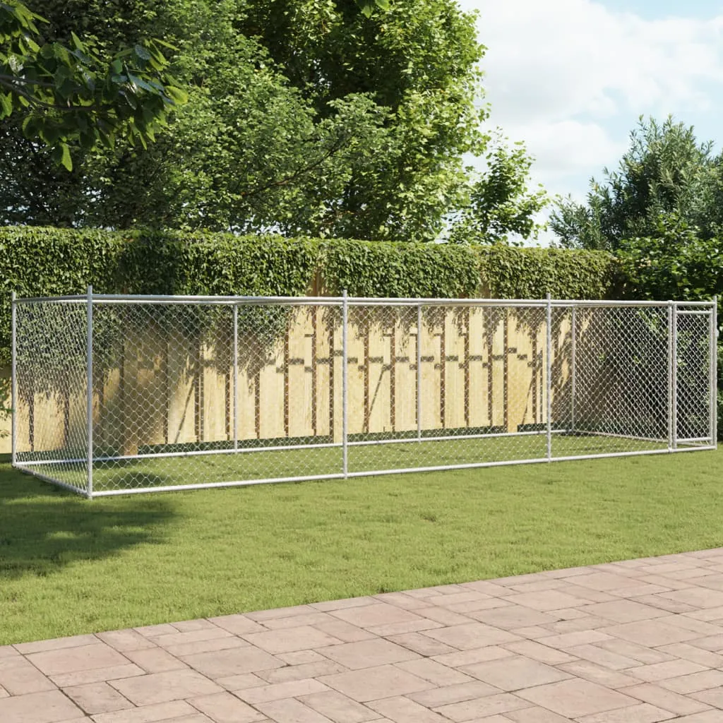 vidaxl kavez za pse s vratima sivi 6 x 2 x 1,5 m od pocinčanog čelika - slika 1