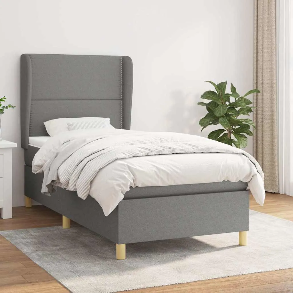 vidaXL Krevet s oprugama i madracem tamnosivi 90 x 190 cm od tkanine - Venlo