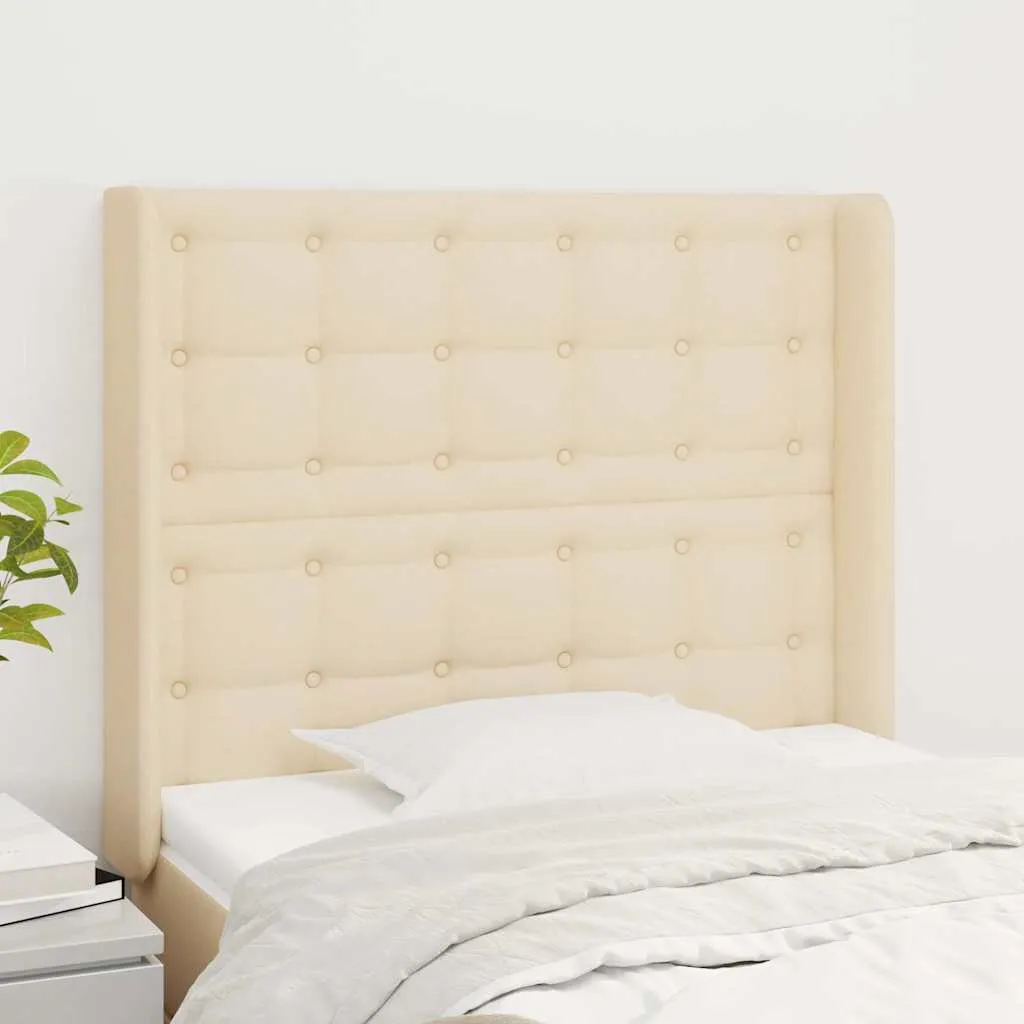 vidaXL Uzglavlje s ušima krem 93x16x118/128 cm od tkanine - Venlo