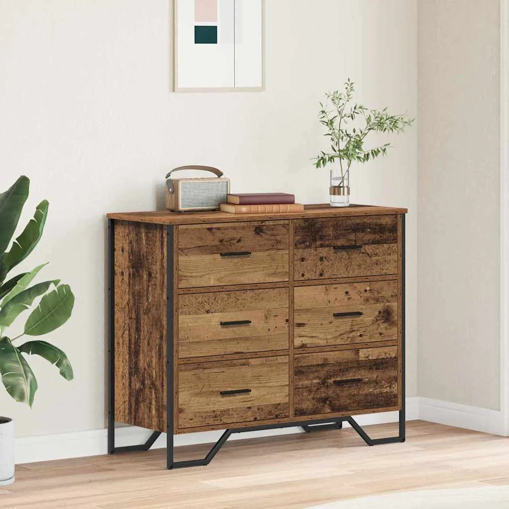 vidaXL Komoda 6-Ladica Staro drvo 91 x 35,5 x 74,5 cm - Venlo
