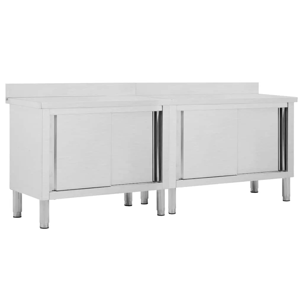 vidaxl radni stolovi s kliznim vratima 2 kom 240x50x(95-97)cm cm čelik - slika 1