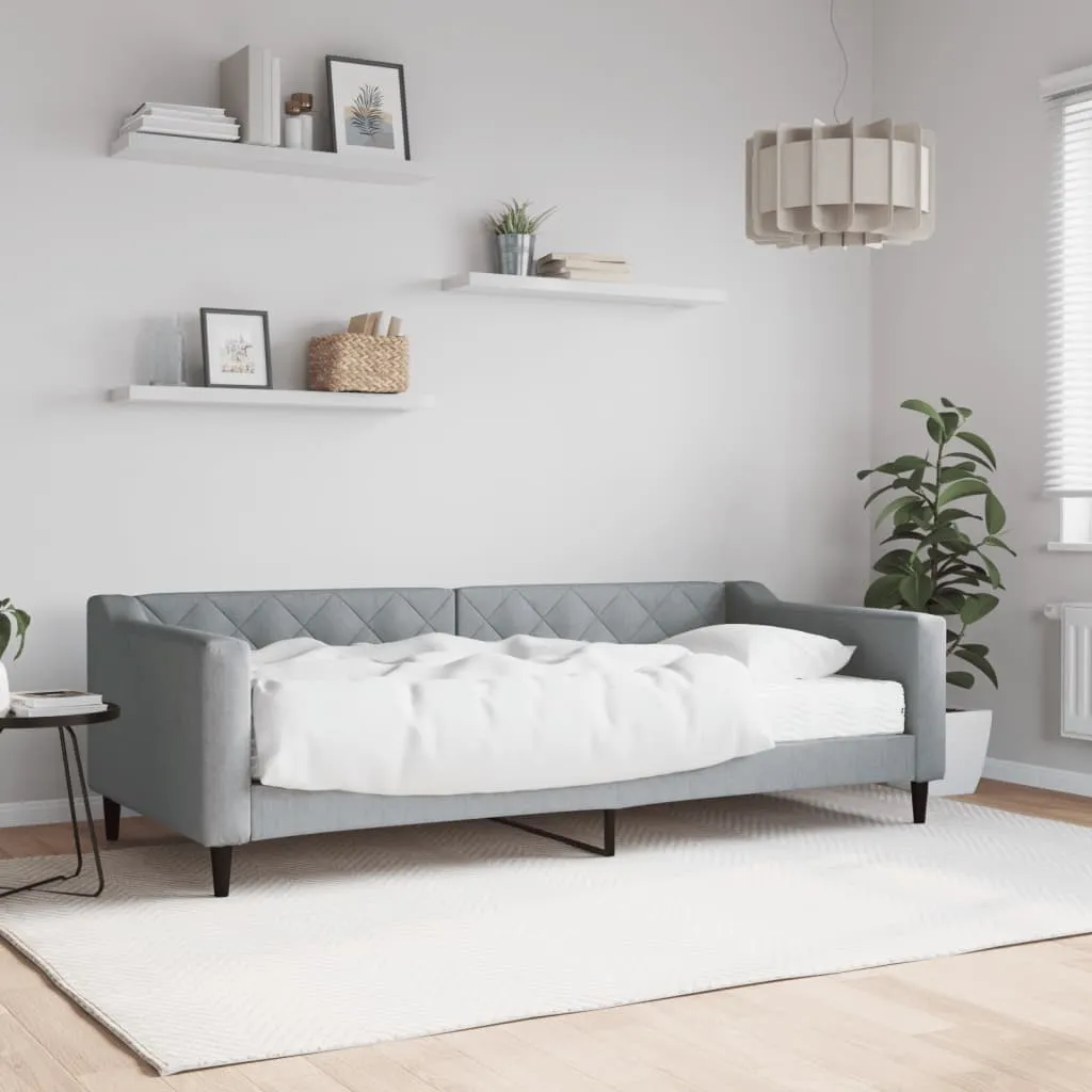 vidaXL Dnevni krevet s madracem svjetlosivi 90 x 200 cm od tkanine - Venlo
