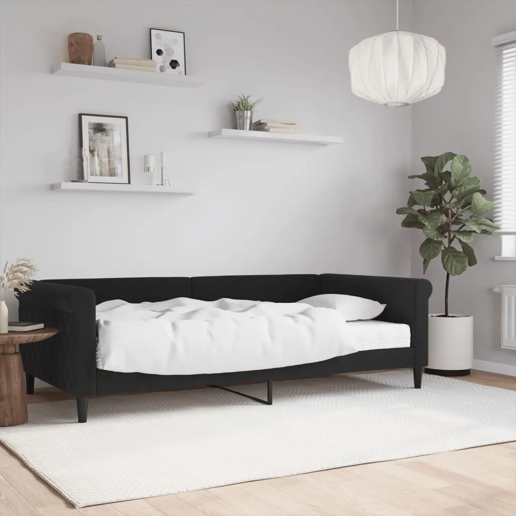 vidaXL Dnevni krevet s madracem crni 100 x 200 cm baršunasti - Venlo