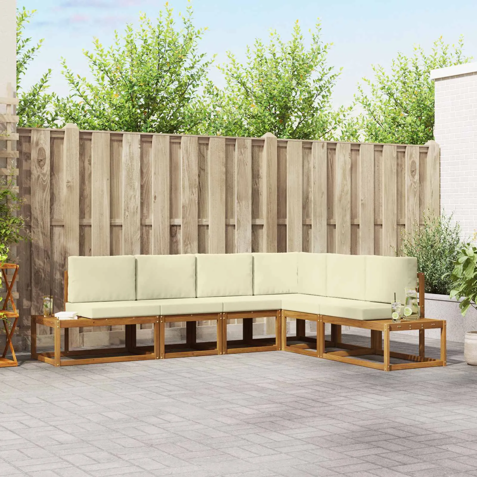 vidaXL 6 kom. Set vanjskih sofa Čvrsto drvo akacije i poliester - Venlo