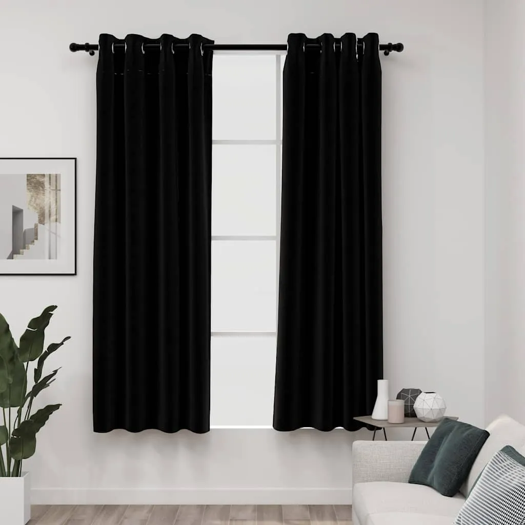 vidaXL Zavjese za zamračivanje s prstenima 2 kom crne 140 x 175 cm - Venlo