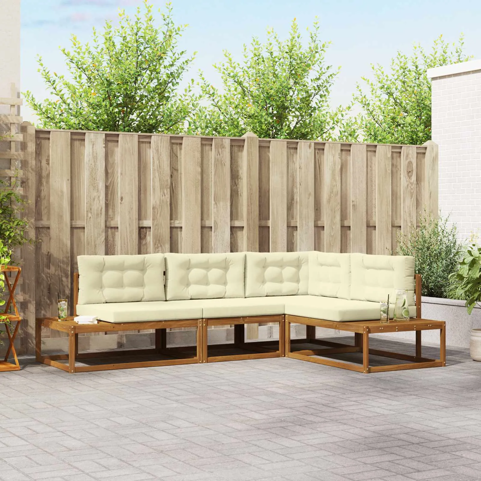 vidaXL Set vanjskih sofa Prirodna i krem - Venlo
