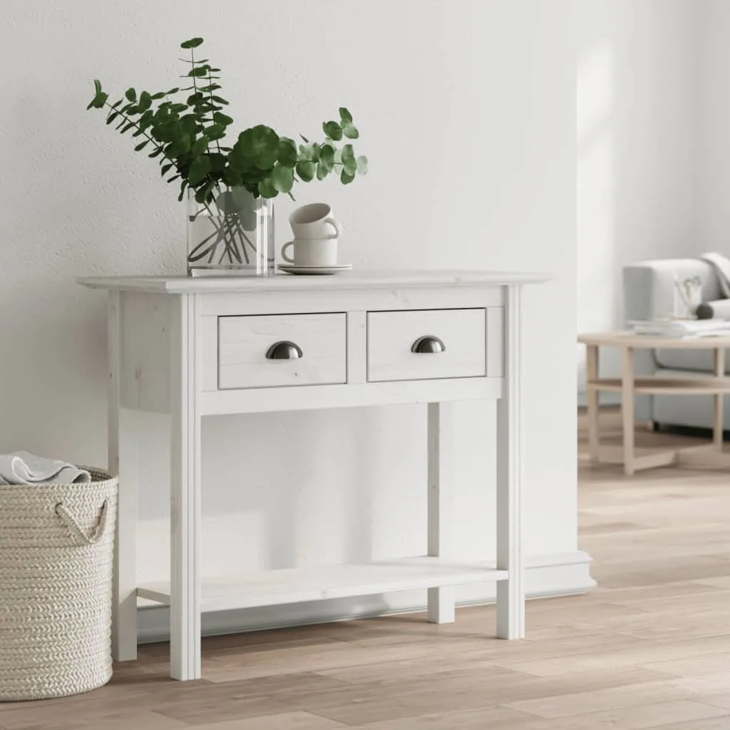 vidaXL Konzolni stol BODO bijeli 91 x 35 x 74 cm od masivne borovine - Venlo