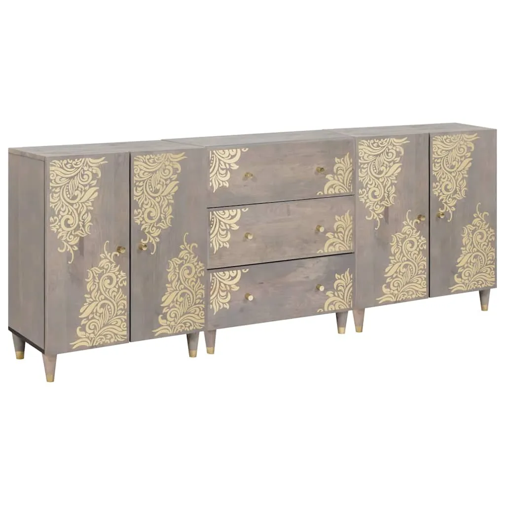 vidaXL Set ormarića za kupaonicu 3 kom. 180 x 33 x 75 cm Siva i zlatna - Venlo